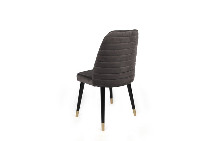 Hanah Home Hugo-361 V2 Juego de Sillas Terciopelo Antracita Negro Dorado Patas Madera 2 Piezas